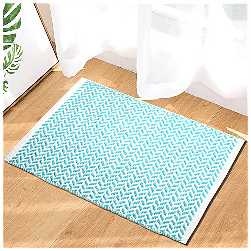 Buy Veriza Kitchen/Balcony Mat Cotton, Handwoven, Easy To Clean, Sky Blue Online at Best Price