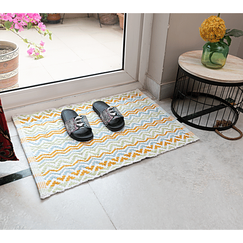 Veriza Woven Kitchen/Balcony Rug/Mat - Cotton, Durable, Easy To Clean, Off White, 1 pc  