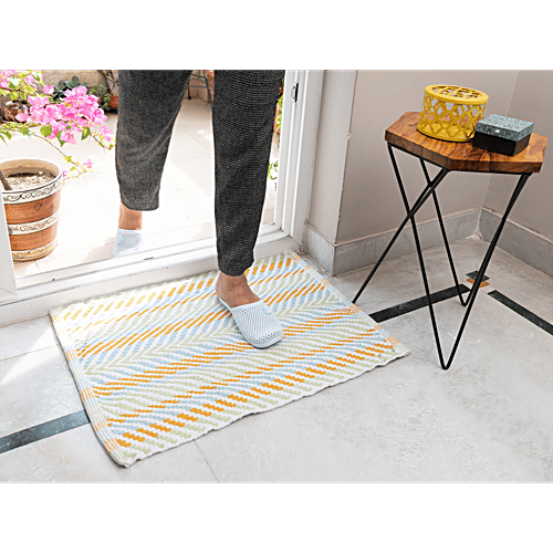 Veriza Woven Kitchen / Balcony Mat - Cotton, Durable, Easy To Clean, Off White, 1 pc  