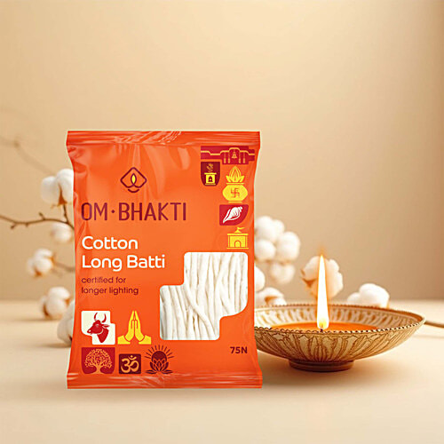 Om Bhakti Wick For Diya - Pure Cotton, Used To Light Oil Lamps, 75 pcs Adding Purity To Your Prayers
Longer lighting
Handcrafted Wicks