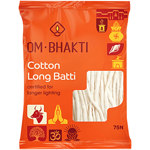 Om Bhakti Wick For Diya - Pure Cotton, Used To Light Oil Lamps, 75 pcs Adding Purity To Your Prayers
Longer lighting
Handcrafted Wicks