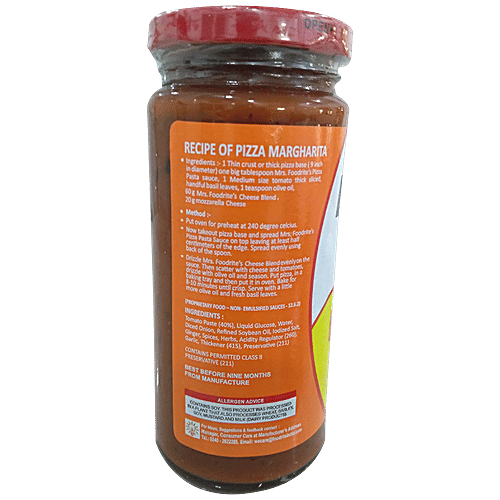 Mrs.Food Rite Pizza Pasta Sauce - With Herbs, Tangy Flavour, 275 g  