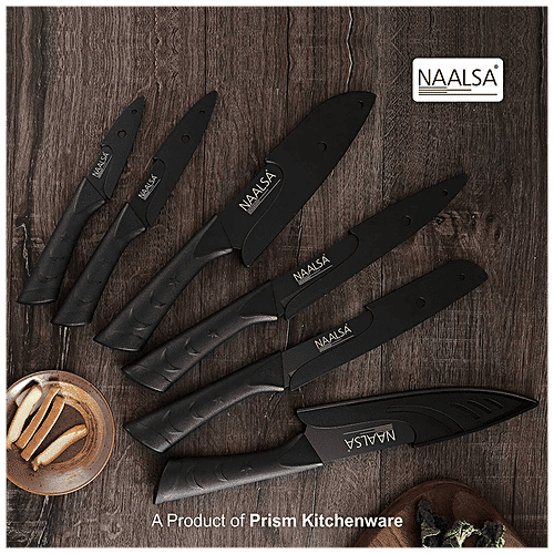 Naalsa Riya High-Carbon Premium Stainless Steel Kitchen Knife Set - With Non-Stick Coating, 6 pcs  