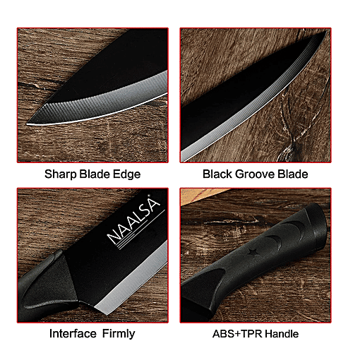 Naalsa Riya High-Carbon Premium Stainless Steel Kitchen Knife Set - With Non-Stick Coating, 6 pcs  