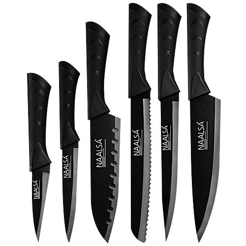 Naalsa Riya High-Carbon Premium Stainless Steel Kitchen Knife Set - With Non-Stick Coating, 6 pcs  