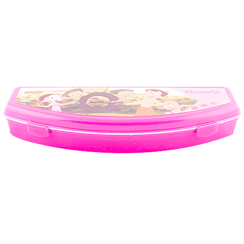 Yellow Spark Semi Circular Plastic Pencil Box - With Separator, Small, Assorted Character & Colour, 1 pc  