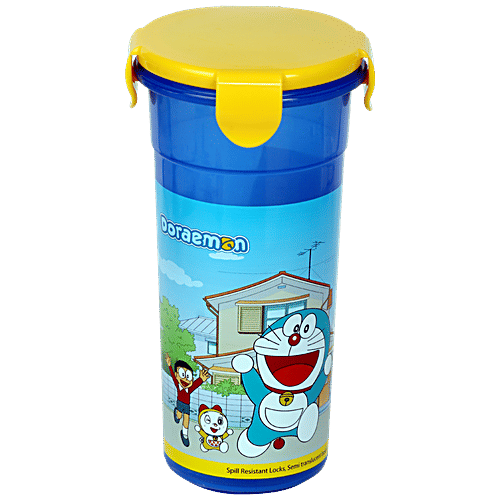 Buy Yellow Spark Juice Glass With Leak Proof Cap Assorted Character