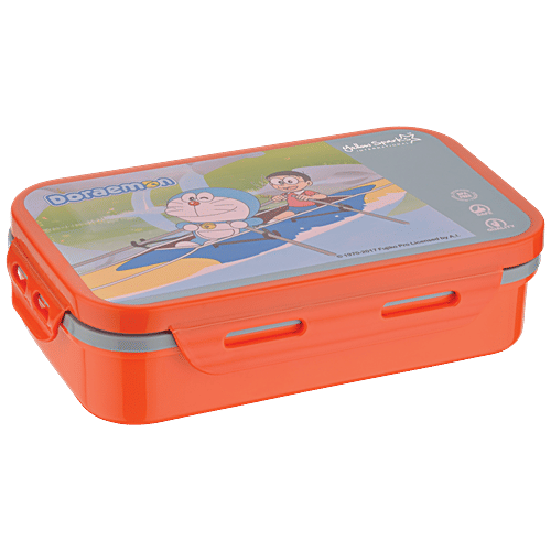 Yellow Spark Medium Size Insulated Lunch Box - With Inner Container, Fork, Spoon, Assorted Character & Colour, 4 pcs  