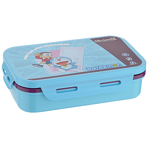 Yellow Spark Medium Size Insulated Lunch Box - With Inner Container, Fork, Spoon, Assorted Character & Colour, 4 pcs  