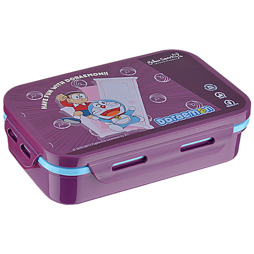 Yellow Spark Medium Size Insulated Lunch Box - With Inner Container, Fork, Spoon, Assorted Character & Colour, 4 pcs  