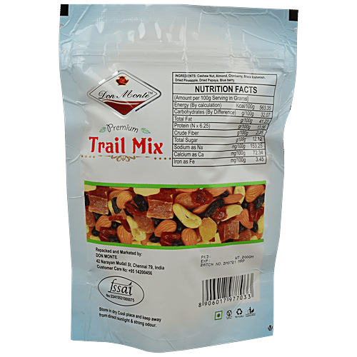 Don Monte Premium Trail Mix - Vitamins,Minerals Rich, Healthy Snack,For Breakfast, Baking & Desserts, 200 g  