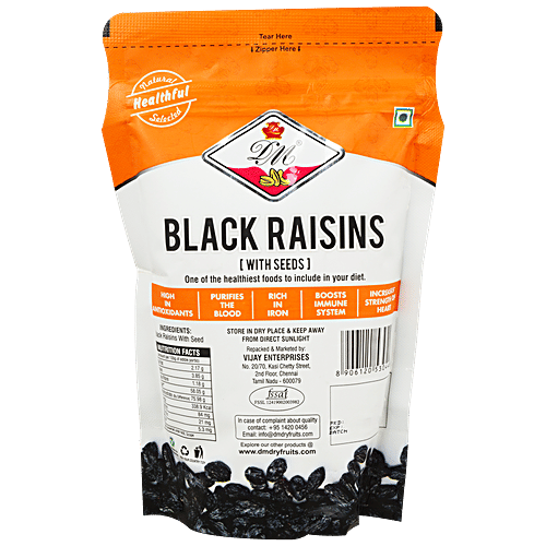 Don Monte Black Raisins With Seeds - Iron, Antioxidants Rich, Natural, Blood Purifying Dry Fruits, 200 g  