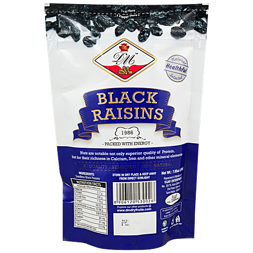 Don Monte Black Raisins - Natural, Iron & Antioxidant Rich Dry Fruits, 200 g  