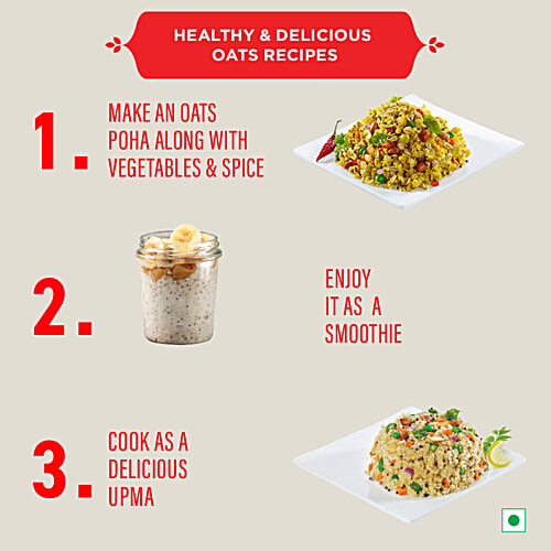 Bagrry's Whole Grain White Rolled Oats, 1.5 kg Pouch Rich In Protein, Helps Reduce Cholesterol, Rich In Fibre, Quick Cooking