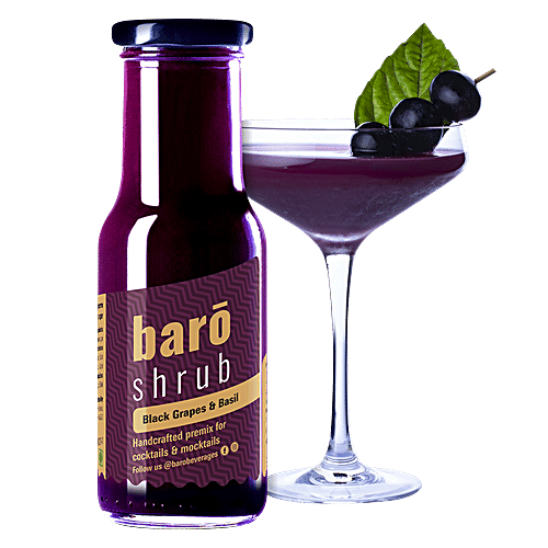 Buy Baro Shrubs Handcrafted Premix For Cocktails & Mocktails Black Grapes & Basil Online at