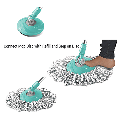 Milton - Spotzero Spin Mop Spares Set - Handle With Microfibers Refill, DCPDFLR076ASSR0024, Aqua Green, 1 pc  