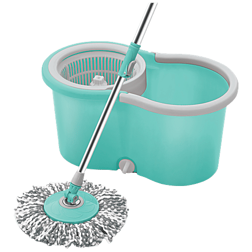 Buy Spotzero Spin Mop & Bucket With Wheels Plastic, Clip Lock Handle