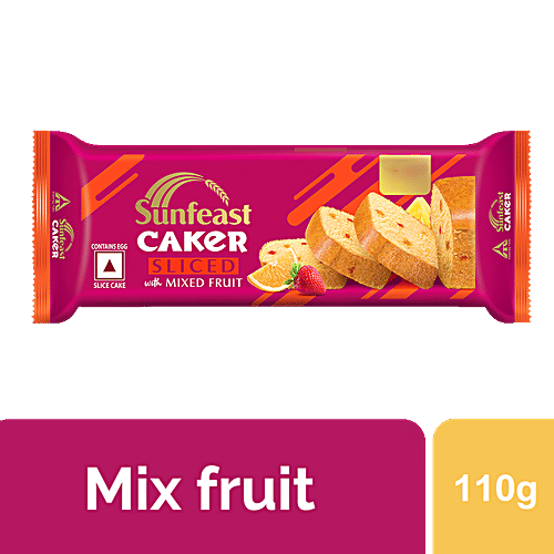 Buy Sunfeast Caker Sliced Cake Mixed Fruit, Soft & Fluffy Online at