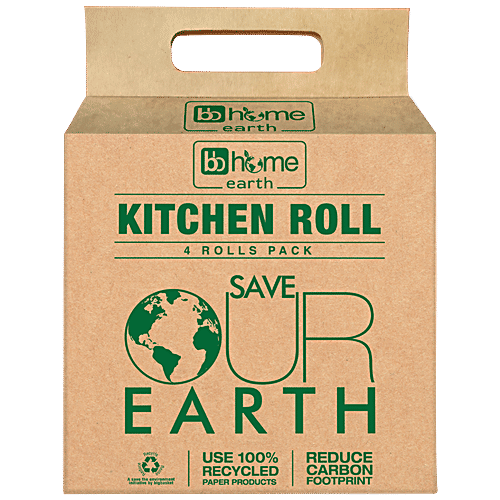 bb home Earth Kitchen Towel - 2 Ply, Soft, Hygienic & Highly Absorbent, 100% Eco-Friendly, 240 pcs (Pack of 4)