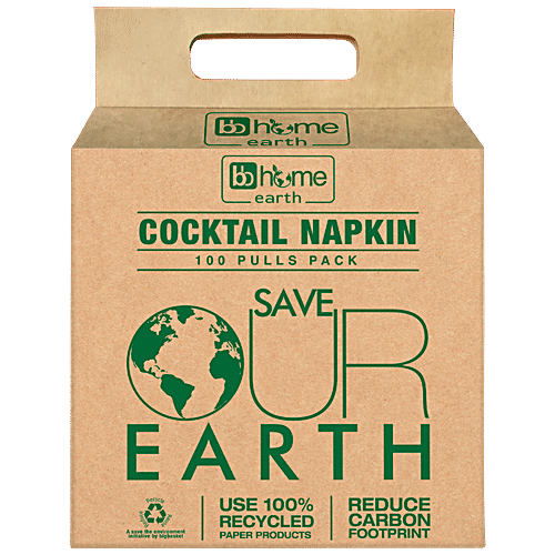 bb home Earth Cocktail Tissue/Napkin - 1 Ply, Soft, Hygienic & Highly Absorbent, 100% Eco-Friendly, 100 Pulls  
