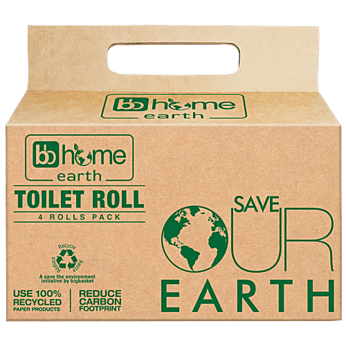 bb home Earth Toilet Tissue Roll - 2 Ply, Soft, Hygienic & Highly Absorbent, 100% Eco-Friendly, 200 pcs (Pack of 4)