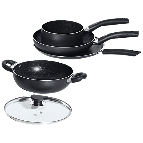 Buy Bergner Non-Stick Cookware Set - Kadai, Frypan, Tawa, Lid, Saucepan