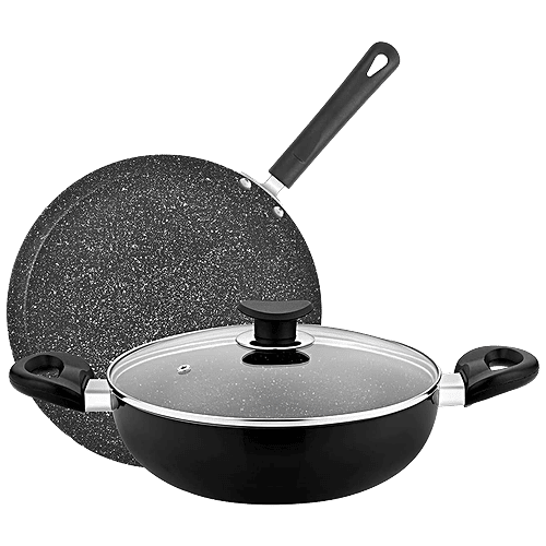 Buy Bergner NonStick Cookware Set Essential +,Kadai ,Glass Lid,Tawa
