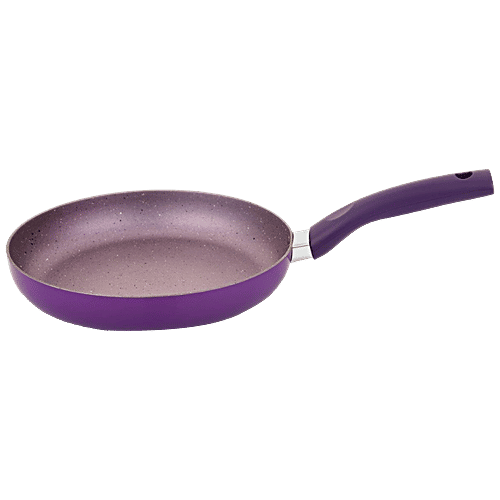 Bergner Vega Non Stick Cookware Set - Kadai, Frypan, Glass Lid, Tawa, Induction Base, Purple, 4 pcs