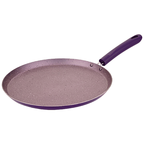 Bergner Vega Non Stick Cookware Set - Kadai, Frypan, Glass Lid, Tawa, Induction Base, Purple, 4 pcs