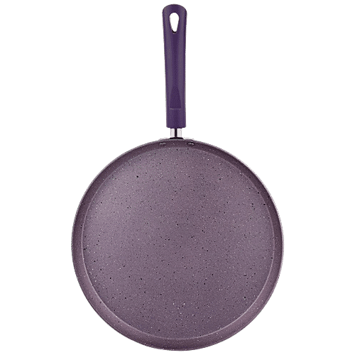 Bergner Vega Non Stick Cookware Set - Kadai, Frypan, Glass Lid, Tawa, Induction Base, Purple, 4 pcs
