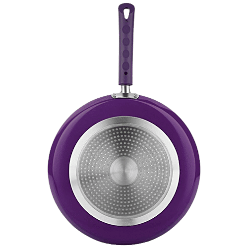Bergner Vega Non Stick Cookware Set - Kadai, Frypan, Glass Lid, Tawa, Induction Base, Purple, 4 pcs