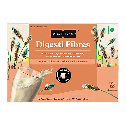 Kapiva Kesar Badam Digesti Fibres - Blend Of 4 Fibre For Easy Digestion & Constipation Relief, 5 g (Pack of 30) 