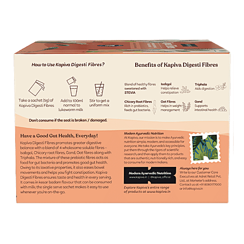 Kapiva Kesar Badam Digesti Fibres - Blend Of 4 Fibre For Easy Digestion & Constipation Relief, 5 g (Pack of 30) 