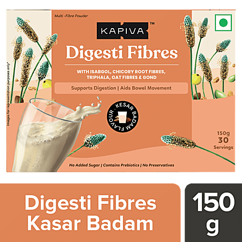 Kapiva Kesar Badam Digesti Fibres - Blend Of 4 Fibre For Easy Digestion & Constipation Relief, 5 g (Pack of 30) 