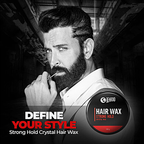 Beardo Hair Wax Strong Hold - Crystal, 100 g Jar Crystal Hair Wax with Aloe Vera & Castor Oil, Hair Wax Men, Hair Styling Wax for Glossy Finish & Shine, Strong Hold Hair Wax