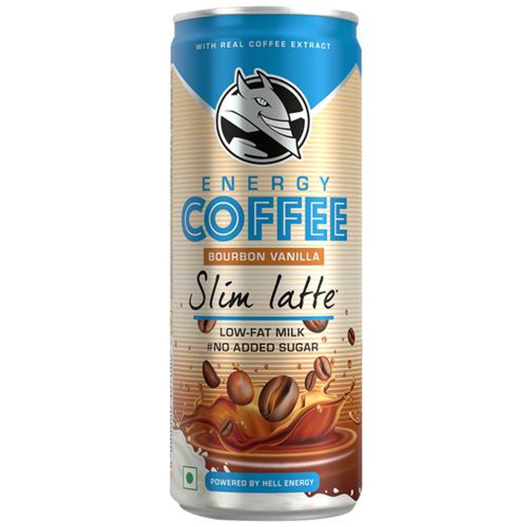 HELL ENERGY Coffee - Provides Strength, Slim Latte, Bourbon Vanilla Flavour, 250 ml 