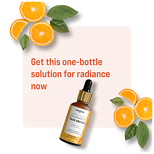 SIRONA 20% Vitamin C Face Serum for Men & Women 30 ml for Repair Skin Damage, Heals Dark Spots & Makes Skin Radiant with Niacinamide, Gotu Kola & Tasmanian Pepper Fruit, 30 ml Bottle
