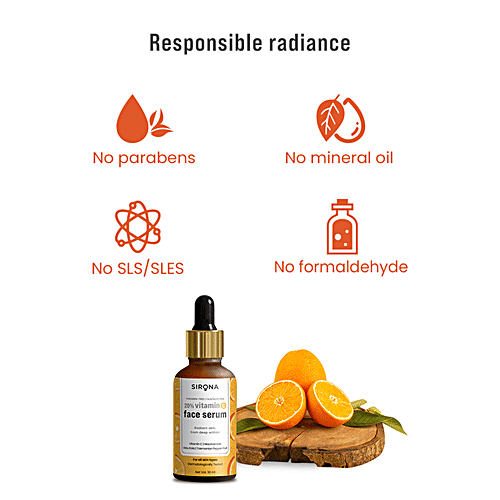 SIRONA 20% Vitamin C Face Serum for Men & Women 30 ml for Repair Skin Damage, Heals Dark Spots & Makes Skin Radiant with Niacinamide, Gotu Kola & Tasmanian Pepper Fruit, 30 ml Bottle