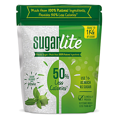 Sugarlite Blended Sugar - 50% Less Calories, With Stevia, For Tea , Coffee, Baking Needs, 500 g (Pack of 3) 