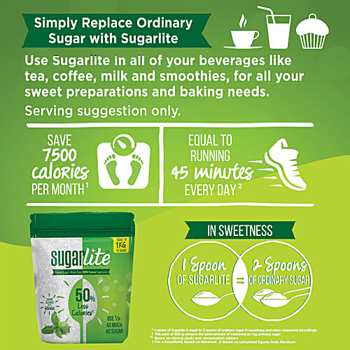 Sugarlite Blended Sugar - 50% Less Calories, With Stevia, For Tea , Coffee, Baking Needs, 500 g (Pack of 3) 