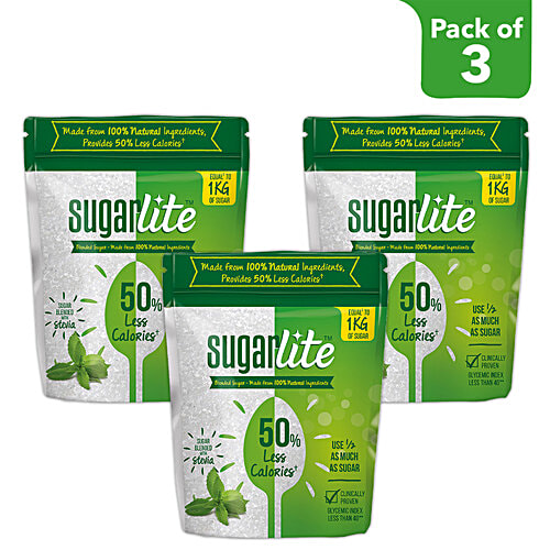 Sugarlite Blended Sugar - 50% Less Calories, With Stevia, For Tea , Coffee, Baking Needs, 500 g (Pack of 3) 