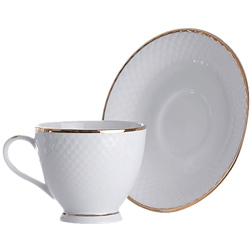 Buy Claycraft Ceramic Cup & Saucer Set Diamond Goldline Online at