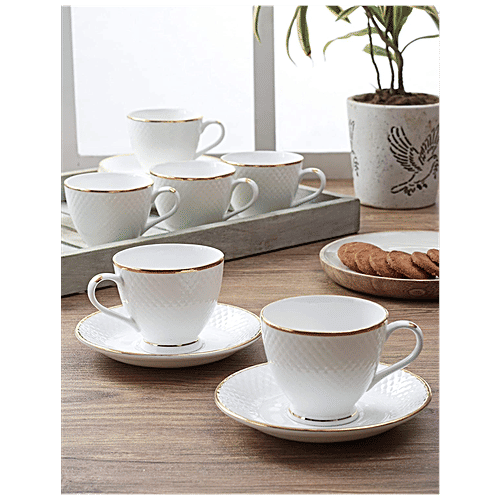 Buy Claycraft Ceramic Cup & Saucer Set Diamond Goldline Online at