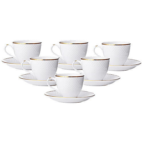 Buy Claycraft Ceramic Cup & Saucer Set Diamond Goldline Online at