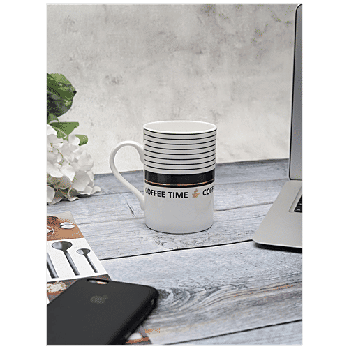 JCPL Ceramic Coffee/Milk Mug - Coffee Time, Pride, Stripes, 330 ml