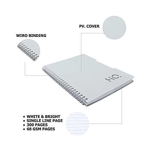 Buy Navneet HQ Wiro Bound Five Subject Notebook Single Line, 300