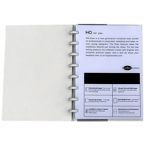 Navneet HQ Ezee Disc Notebook - Ruled, Single Line, White, A5, 120 Pages, 1 pc  