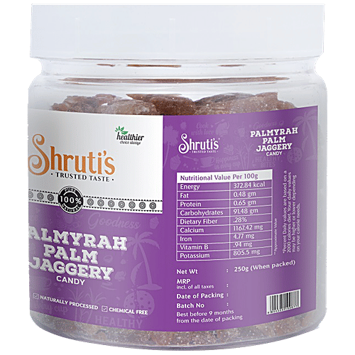 Shruti's SHRUTI'S PALMYRAH PALM JAGGERY CANDY 250 GM JAR - Naturally Proce 250 g Jar, 250 g Jar 