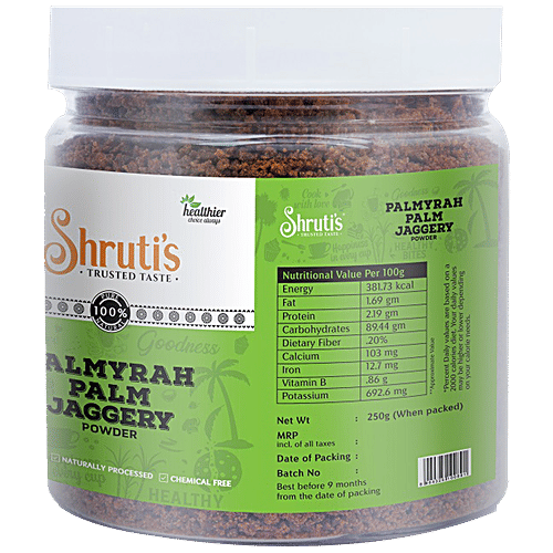 Shruti's SHRUTI'S PALMYRAH PALM JAGGERY POWDER 250 GM JAR  - Naturally Proce 250 g Jar, 250 g Jar 