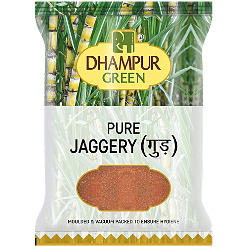 Dhampur Green Jaggery/Gur - Vacuum Packed, 1 kg Pouch